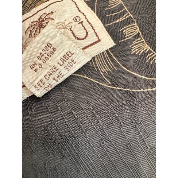 Luau Men's Size M Hawaiian Shirt Botanical Leaves Black 100% Finest Silk - Picture 9 of 11